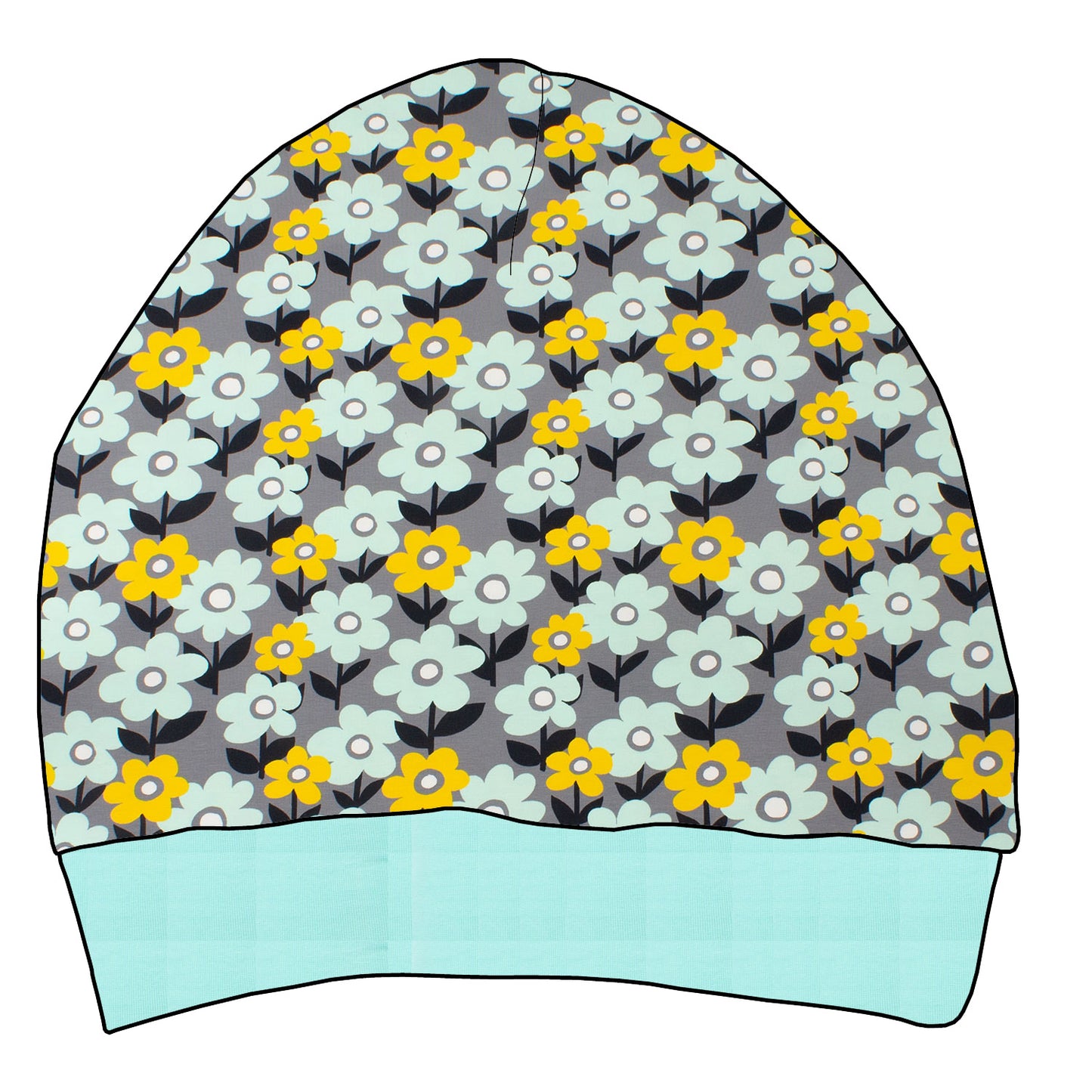 Damen Beaniemütze Retro Blumenwiese