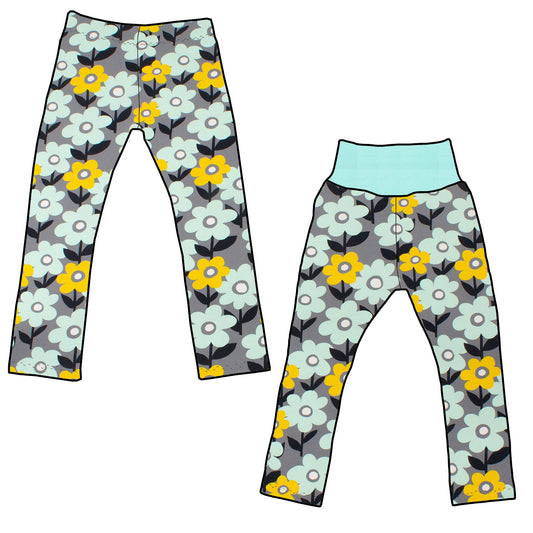 Kinder Leggings Skinny Hose Retro Blumenwiese