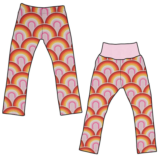 Kinder Leggings Skinny Hose Regenbogen rosa