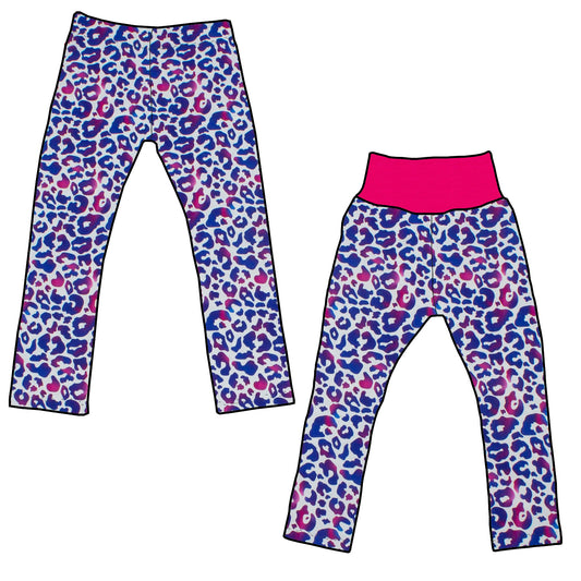 Kinder Leggings Skinny Hose Leo lila / pink