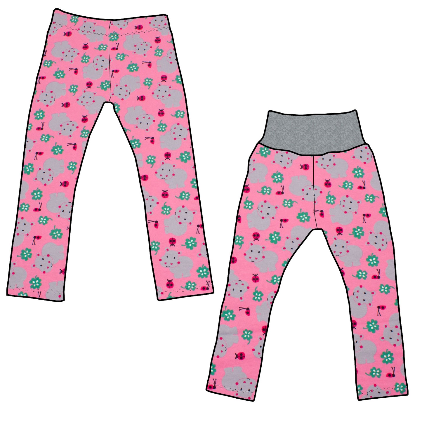 Kinder Leggings Skinny Hose Nilpferd rosa