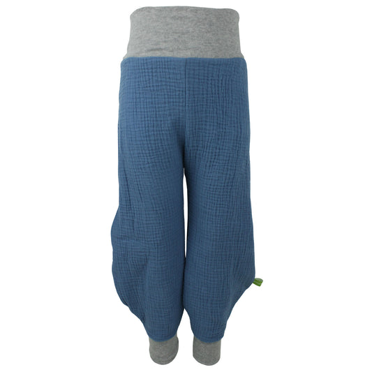 Damen Pumphose Yogahose Musselin Blau