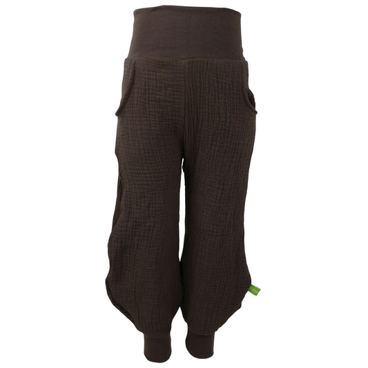 Damen Pumphose Yogahose Musselin Braun