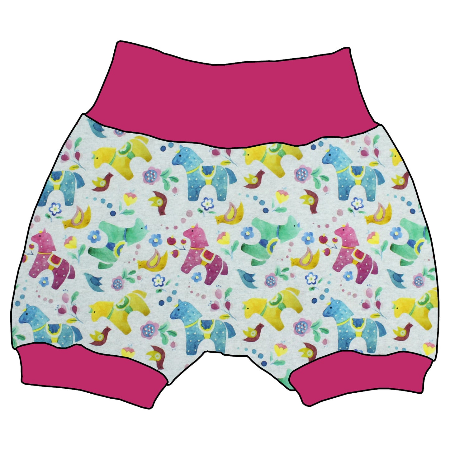 Kinder Shorts Bunte Pferde