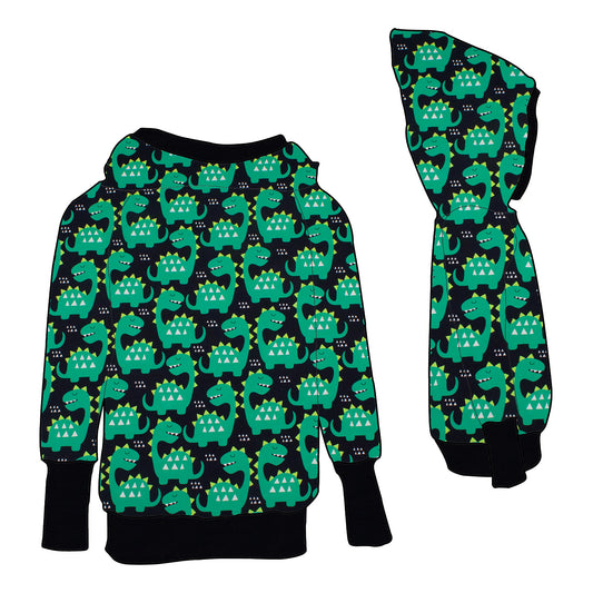 Damen Retrohoodie Grüne Dinosaurier