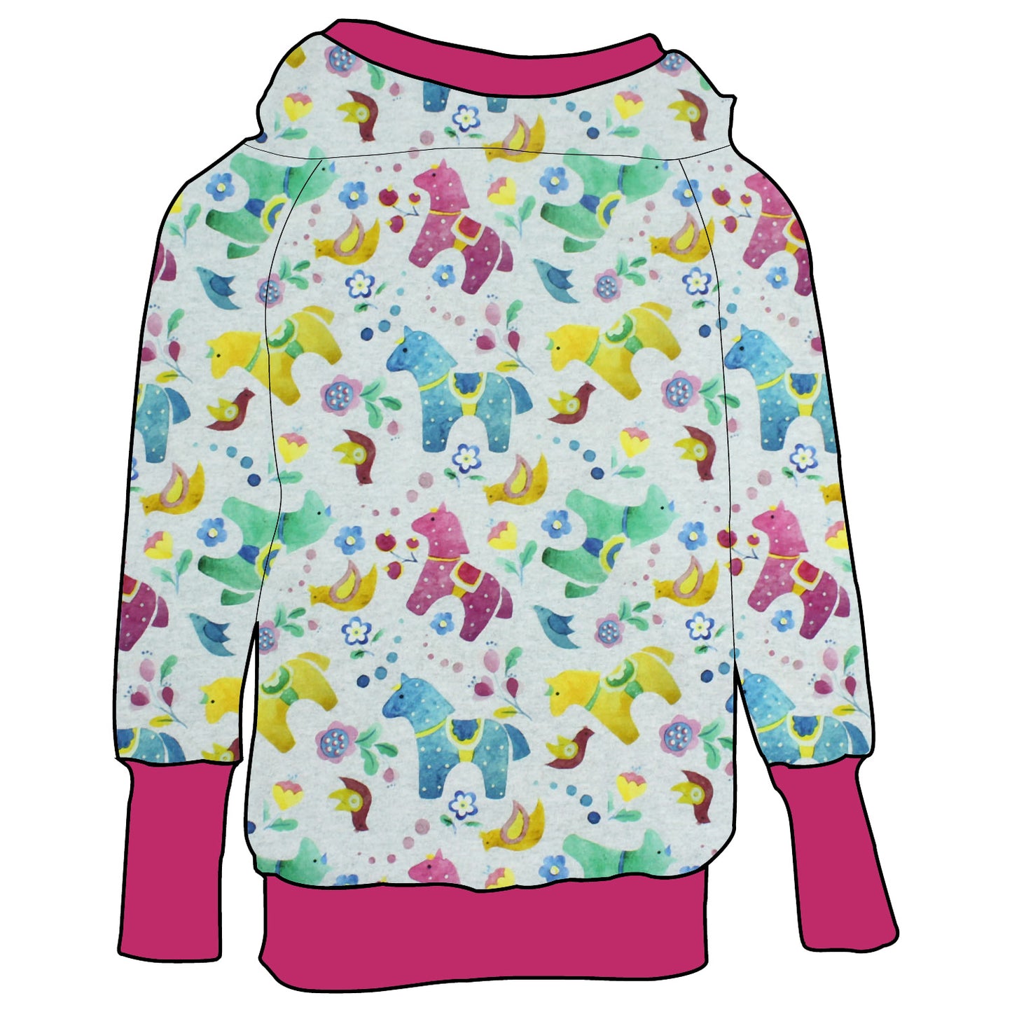 Kinder Retrohoodie Bunte Pferde