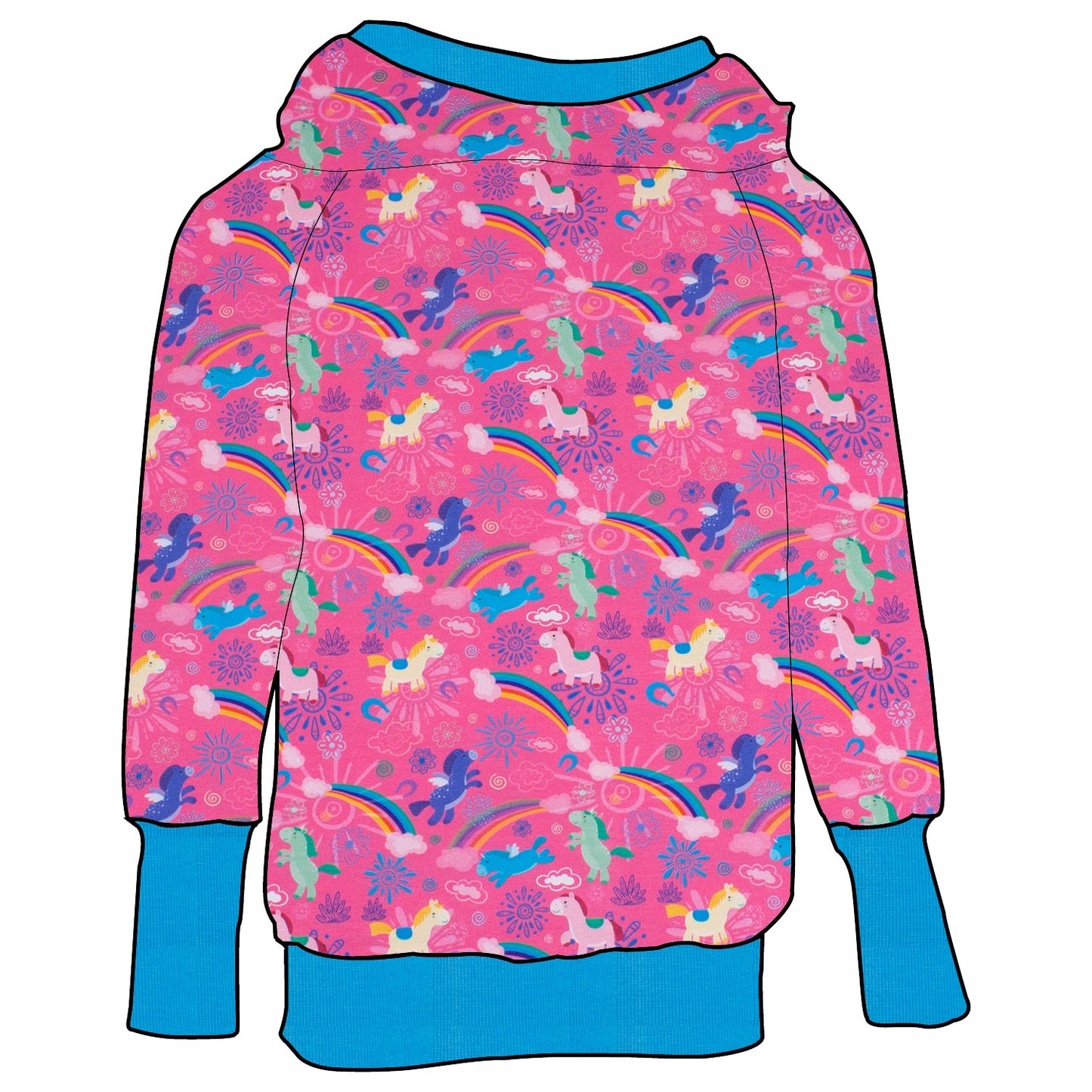 Kinder Retrohoodie Regenbogen Einhörner