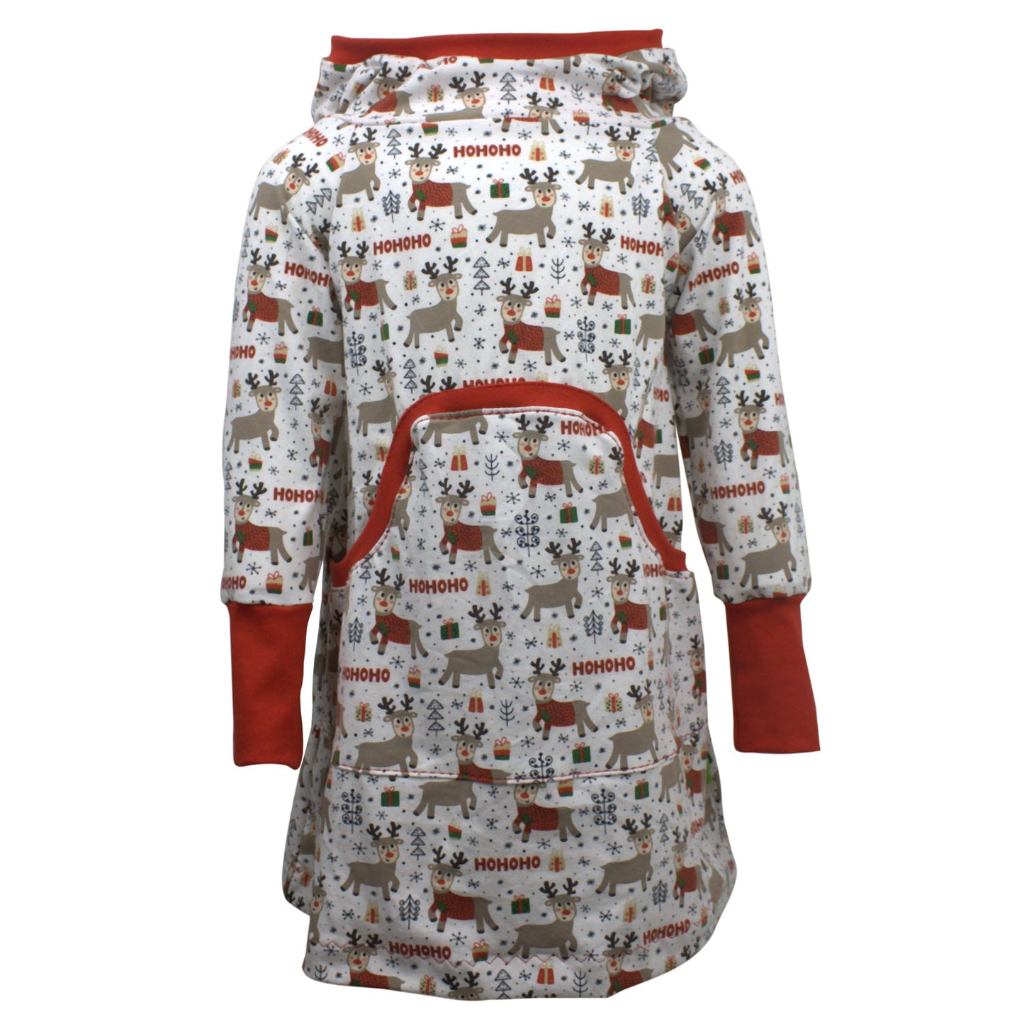 Kinder Retrokleid Hoodiekleid HoHoHo