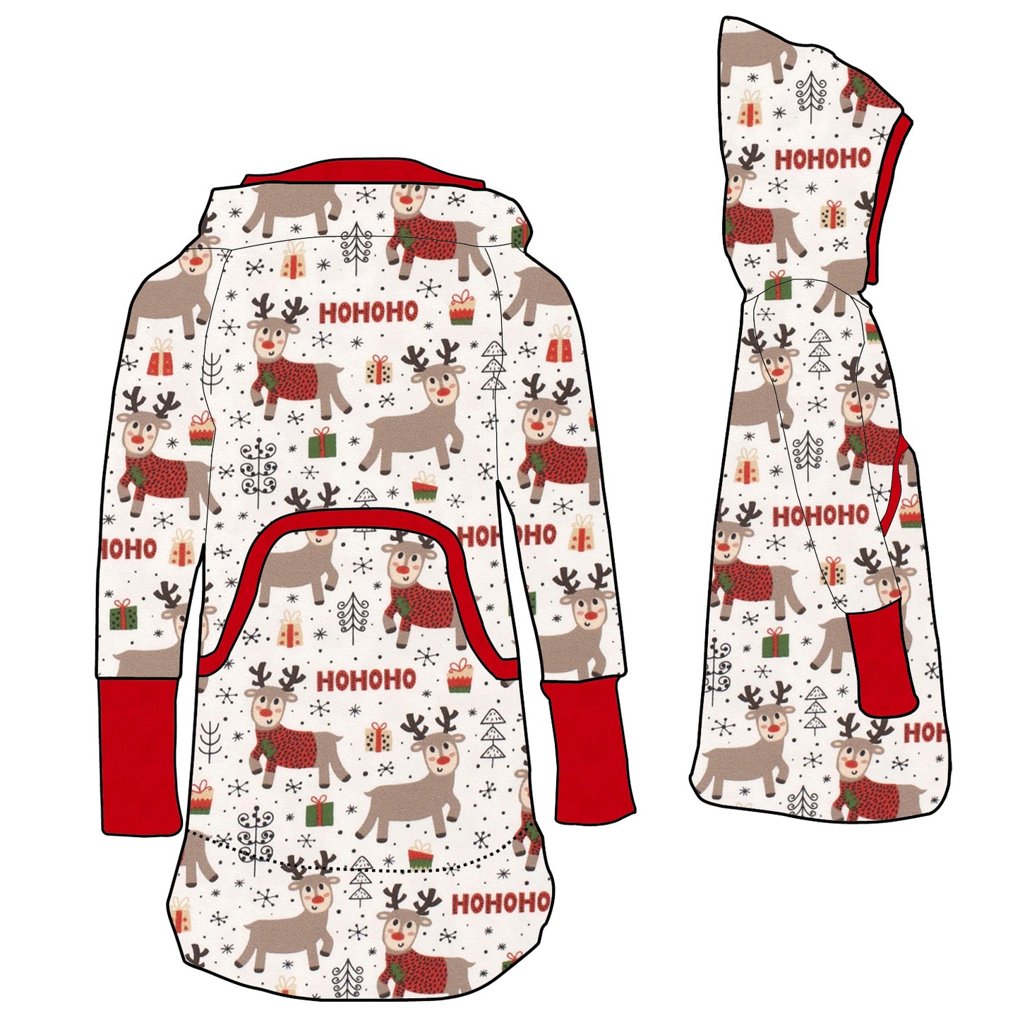 Kinder Retrokleid Hoodiekleid HoHoHo