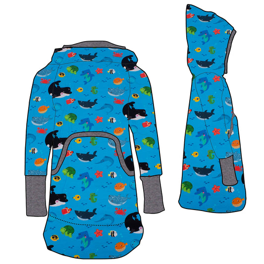 Kinder Retrokleid Hoodiekleid Meerestiere