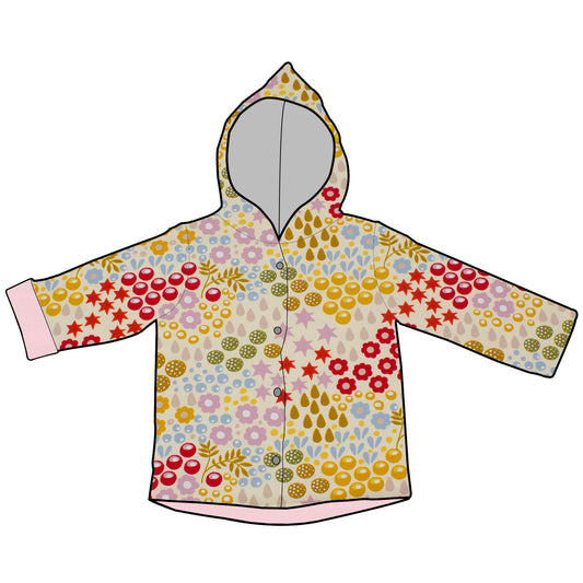 Kinder Wendejacke Übergangsjacke Retro Blumenwiese creme