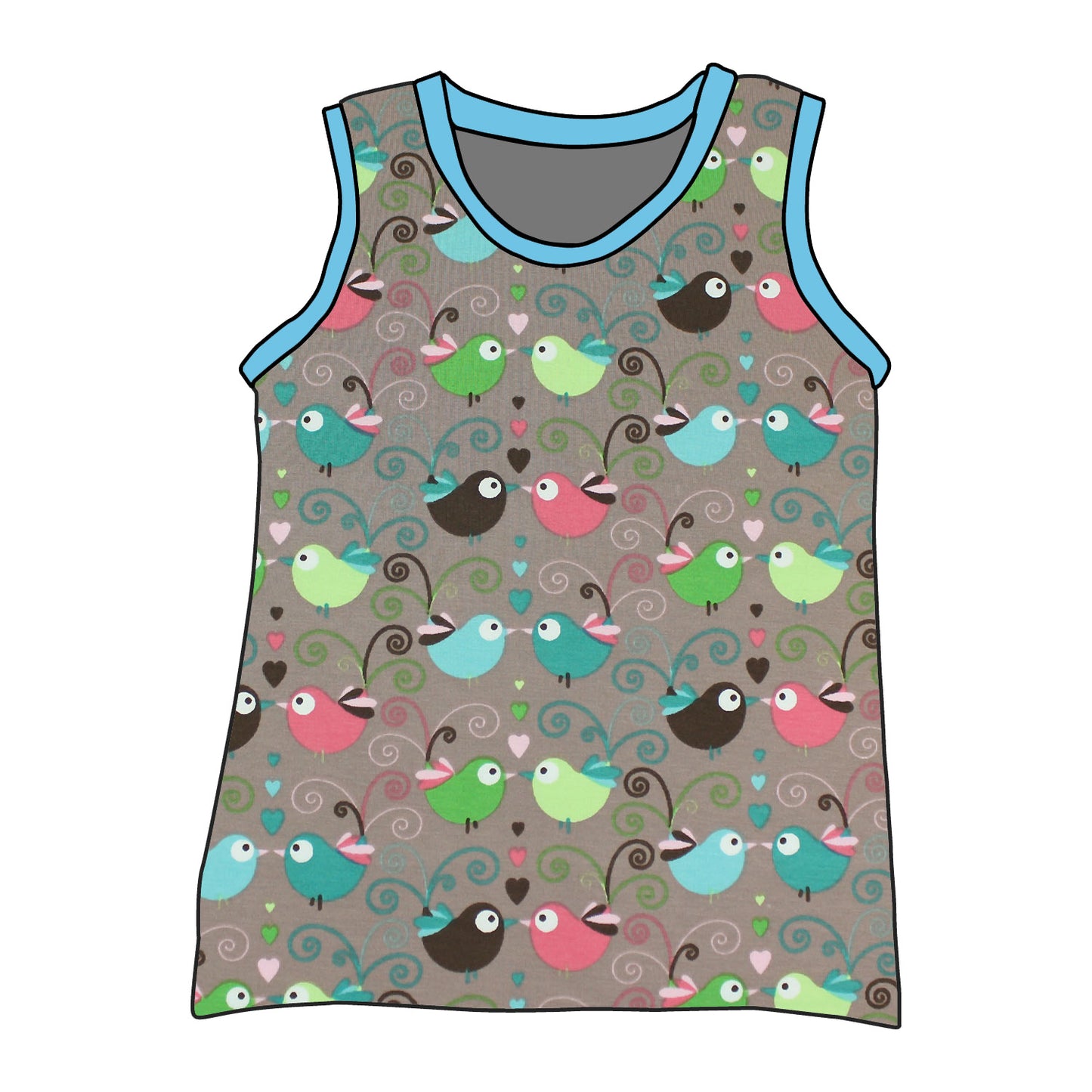 Kinder Unterhemd / Tanktop Bunte Vögel