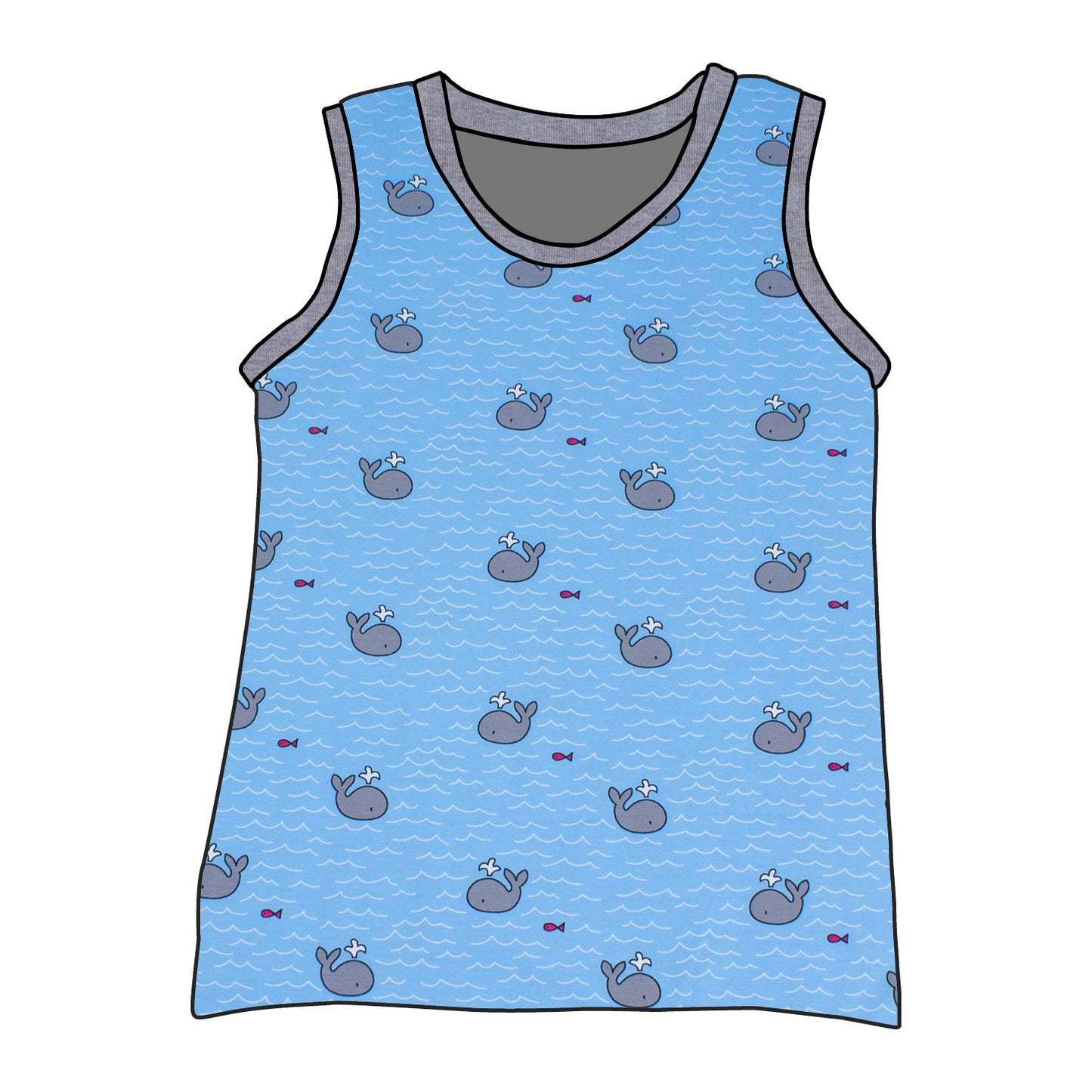 Kinder Unterhemd / Tanktop Kleiner Wal hellblau