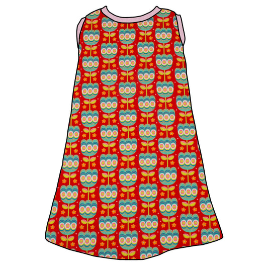 Kinder Trägerkleid Retro Tulpen rot