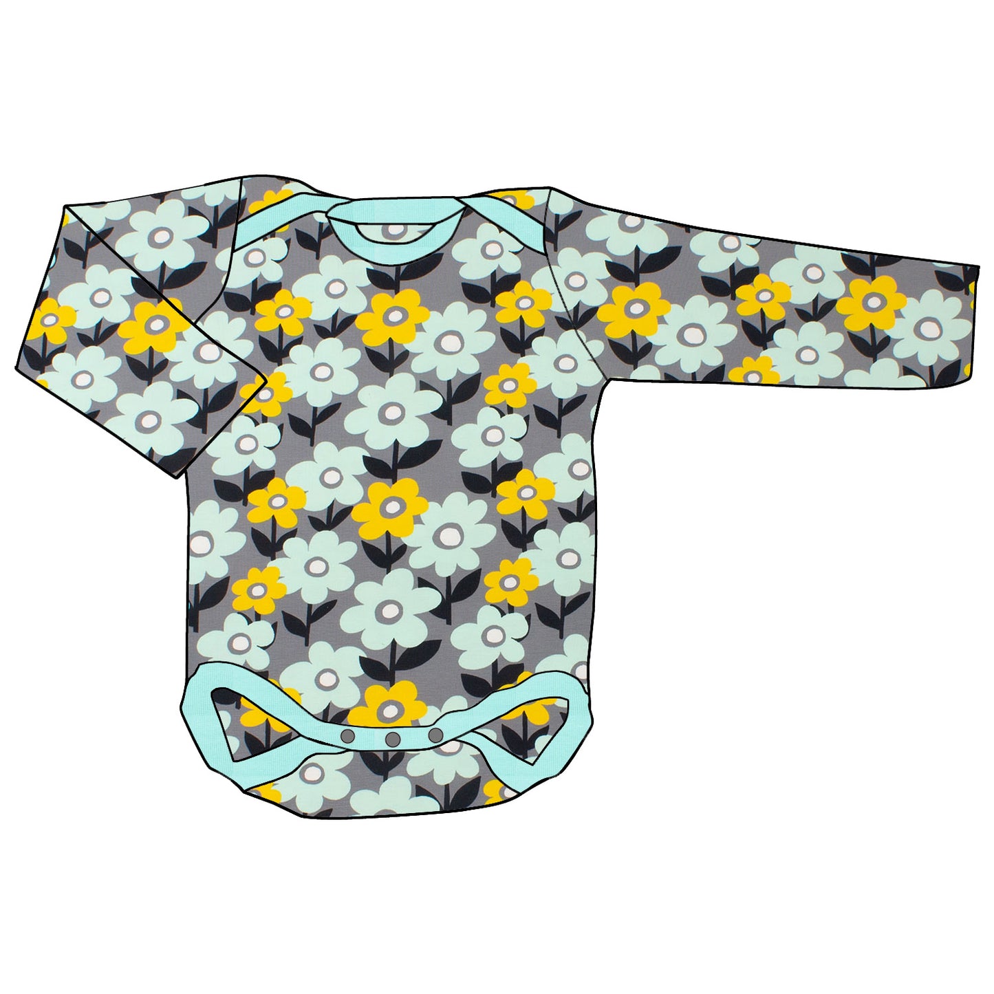 Babybody Lang- und Kurzarmbody Retro Blumenwiese