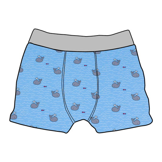 Kinder Boxershorts Kleiner Wal hellblau